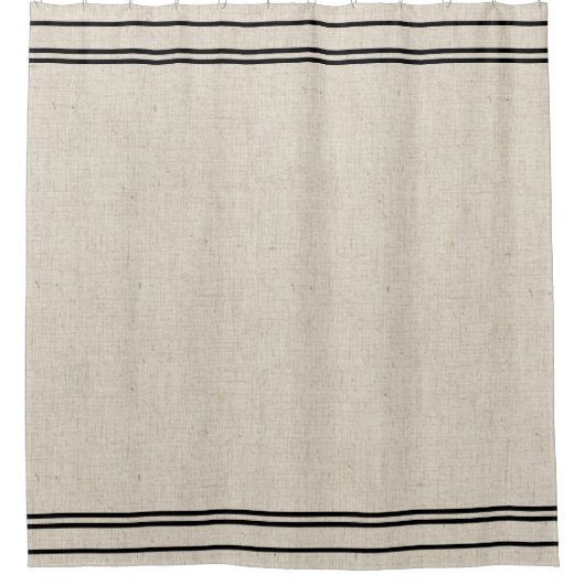 フェイクなリネン生地のストライプなシャワー・カーテン シャワーカーテン (正面)