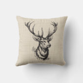 フェイクなリネン質のヴィンテージのシカの(雄ジカの)枝角 クッション (裏面)