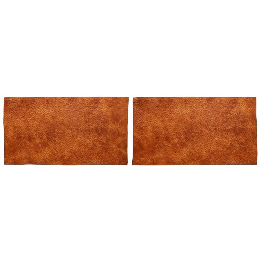 フェイクなレザールックのコニャックの茶色のヴィンテージ 枕カバー (正面-セット)