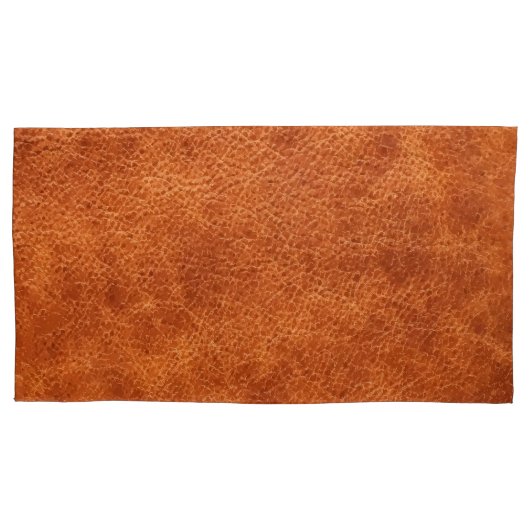 フェイクなレザールックのコニャックの茶色のヴィンテージ 枕カバー (正面左)