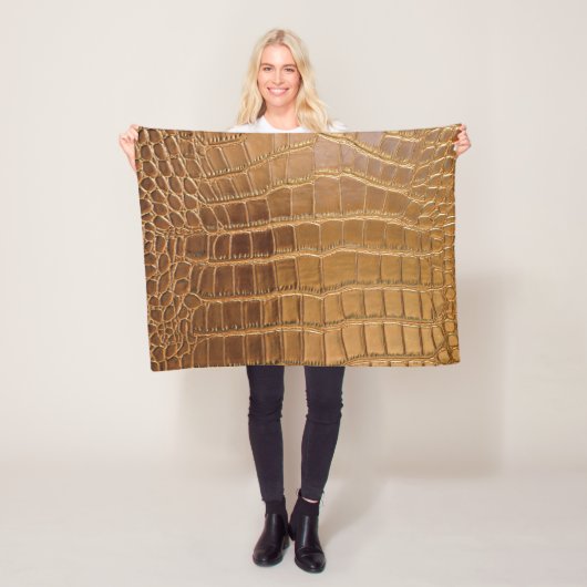 フェイクなワニの革アニマル・スキンパターン フリースブランケット (インサイチュ)