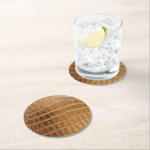 フェイクなワニの革アニマル・スキンパターン ラウンドペーパーコースター (インサイチュ)