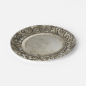 フェイクなヴィンテージの銀かピューターはボーダーデザインを上げました ペーパープレート (アングル)