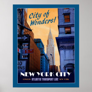 フェイクなヴィンテージNYC旅行ポスター ポスター