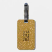 フェイクな光沢がある微光の金ゴールドのグリッターの荷物のラベル ラゲッジタグ (裏面縦)