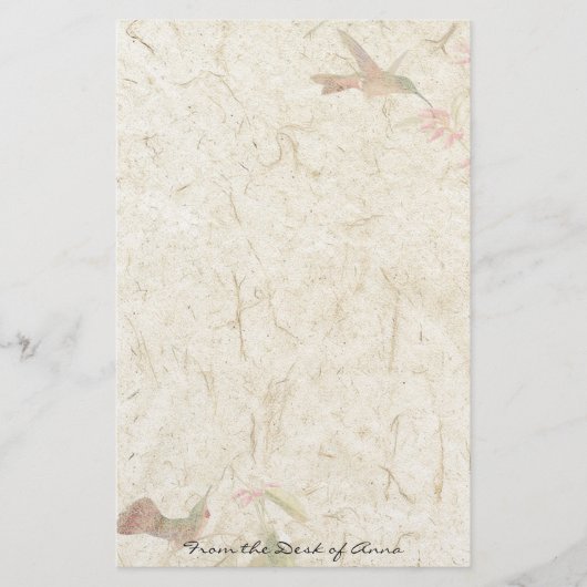 フェイクな手すき紙のハチドリの鳥の野性生物 便箋 (正面)