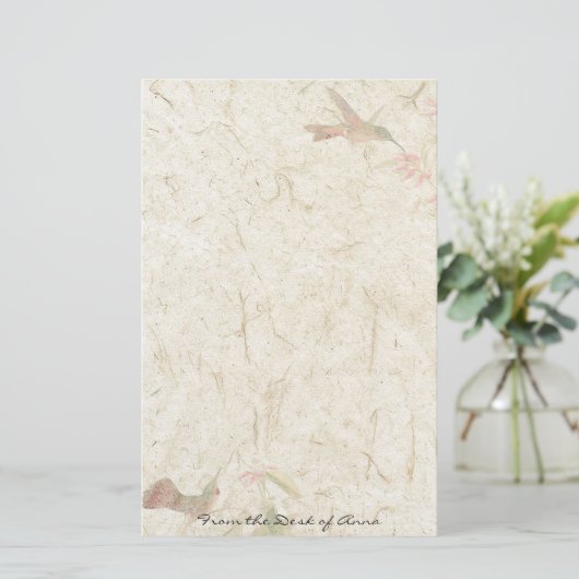 フェイクな手すき紙のハチドリの鳥の野性生物 便箋 (スタンド正面)