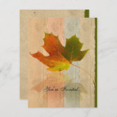 フェイクな手すき紙の招待状の秋のカエデの葉 招待状 (正面/裏面)