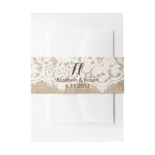 フェイクな木のレースそしてバラ 招待状ベリーバンド (正面例)