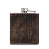 フェイクな木織り目加工の背景のスカルスクロール フラスク (裏面)