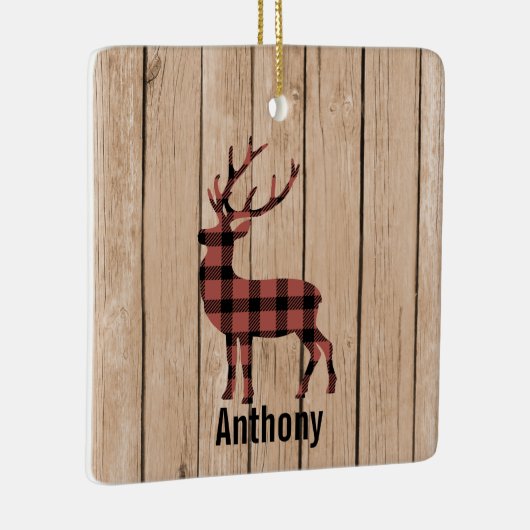 フェイクな木製のオーナメントの格子縞の大金のシカ セラミックオーナメント (右)