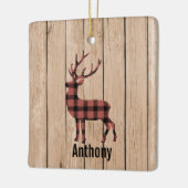 フェイクな木製のオーナメントの格子縞の大金のシカ セラミックオーナメント (左)