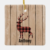 フェイクな木製のオーナメントの格子縞の大金のシカ セラミックオーナメント (正面)