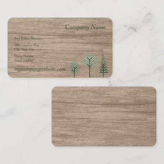 フェイクな木製の穀物の緑の点の木の名刺 名刺 (正面/裏面)