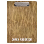 フェイクな木製の背景幕のパーソナライズなコーチのクリップボード クリップボード (正面)