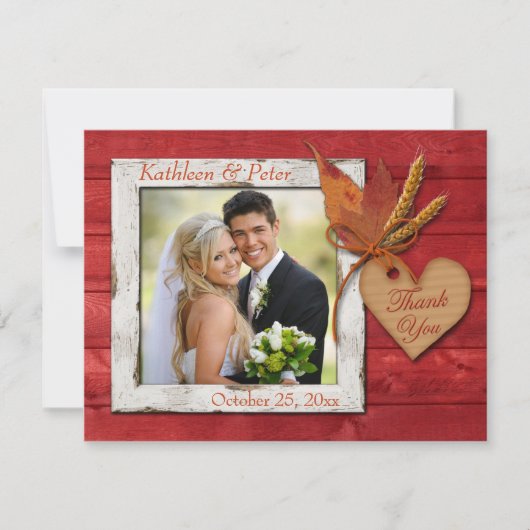 フェイクな木、葉、ハート、ムギの写真は感謝していしています サンキューカード (正面)