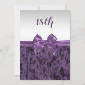 フェイクな毛皮及び紫色の弓第18誕生日 招待状 (正面)