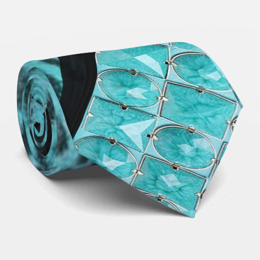 フェイクな水のシマウマのストライプ及び宝石で飾られたMojoの首のタイ ネクタイ (ロール)