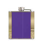 フェイクな紫色の宝石用原石の光沢がある金属金ゴールドのダマスク織 フラスク (裏面)