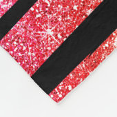 フェイクな虹のネオングリッターのストライプなダイヤモンドの黒 フリースブランケット (角)