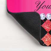 フェイクな虹のネオングリッターのダイヤモンドの黒 マウスパッド (コーナー)