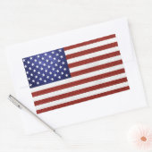 フェイクな赤白青の革米国の旗 長方形シール (封筒)