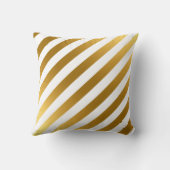 フェイクな金ゴールドおよびエレガントな白のストライプパターン クッション (裏面)