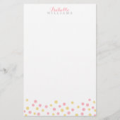 フェイクな金ゴールドおよびピンクのグリッターの紙吹雪の点 便箋 (正面)