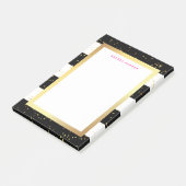 フェイクな金ゴールドおよびピンクの白黒ストライプ ポストイット (アングル)