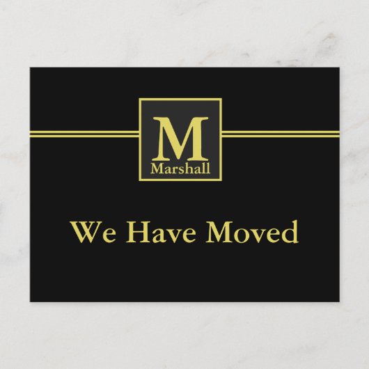 フェイクな金ゴールドおよび黒くカスタムな移動発表 案内ポストカード (正面)