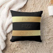 フェイクな金ゴールドおよび黒のストライプ|のポップ・アートのなフィズのClink クッション (ブランケット)