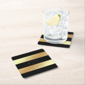 フェイクな金ゴールドおよび黒の破裂音のフィズのClink |大晦日の スクエアペーパーコースター (インサイチュ)