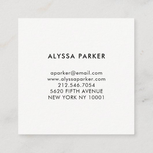 フェイクな金ゴールドとのはっきりしたな白黒 スクエア名刺 (裏面)