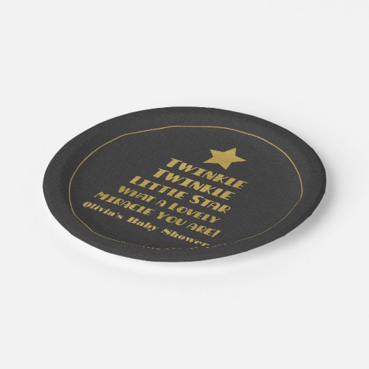 フェイクな金ゴールドのきらめき少し星のベビーシャワーの供給 ペーパープレート (アングル)