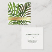 フェイクな金ゴールドのエレガントなヴィンテージのシュロの葉 スクエア名刺 (正面/裏面)