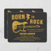 フェイクな金ゴールドのギターのロックスターのベビーシャワー招待状 招待状 (正面/裏面)