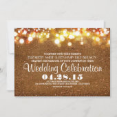 フェイクな金ゴールドのグリッターのひもは結婚式招待状をつけます 招待状 (正面)