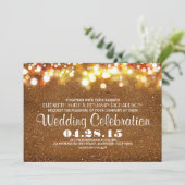 フェイクな金ゴールドのグリッターのひもは結婚式招待状をつけます 招待状 (スタンド正面)
