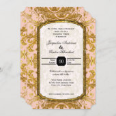 フェイクな金ゴールドのグリッターのチケットのヴィンテージのリハーサルの夕食 招待状 (正面/裏面)