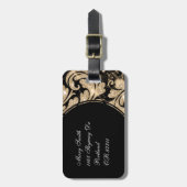 フェイクな金ゴールドのグリッターの花の渦巻 ラゲッジタグ (正面縦)