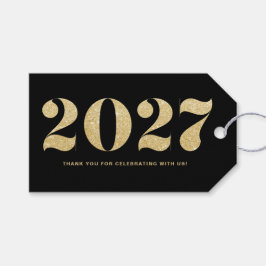 フェイクな金ゴールドのグリッターの2018年のタイポグラフィの明けましておめでとう ギフトタグ