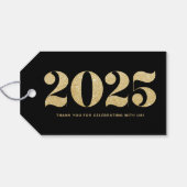 フェイクな金ゴールドのグリッターの2018年のタイポグラフィの明けましておめでとう ギフトタグ (裏面横)