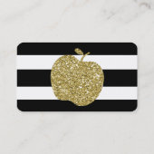 フェイクな金ゴールドのグリッターのAppleの先生の名刺 名刺 (裏面)