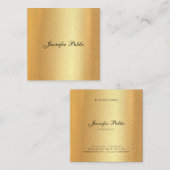 フェイクな金ゴールドのグリッターエレガントな手の原稿の書道 スクエア名刺 (正面/裏面)