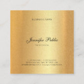 フェイクな金ゴールドのグリッターエレガントな手の原稿の書道 スクエア名刺 (裏面)