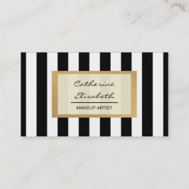 フェイクな金ゴールドのグリッター、黒のストライプ、メーキャップアーティスト 名刺
