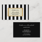 フェイクな金ゴールドのグリッター、黒のストライプ、メーキャップアーティスト 名刺 (正面/裏面)