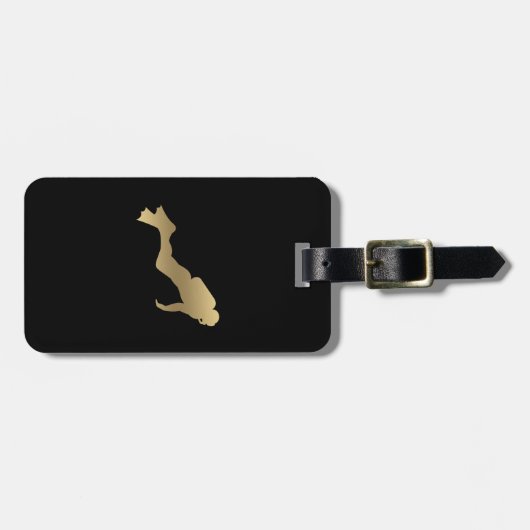 フェイクな金ゴールドのスキューバダイバーの荷物のラベル ラゲッジタグ (正面横)