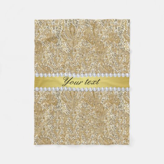 フェイクな金ゴールドのスパンコールおよびダイヤモンド フリースブランケット (正面)