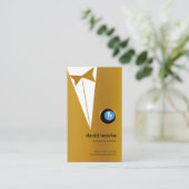 フェイクな金ゴールドのタキシードの金ゴールドのBoutonniereのバーテンダーのロゴ 名刺 (スタンド正面)